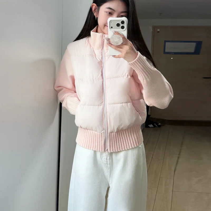 شتاء جديد نمط الجمهور الصغيرة موضة ملابس خارجية الوقوف طوق سستة سميكة الصوف الربط سترة قطن تصميم فرنسي قصير #3