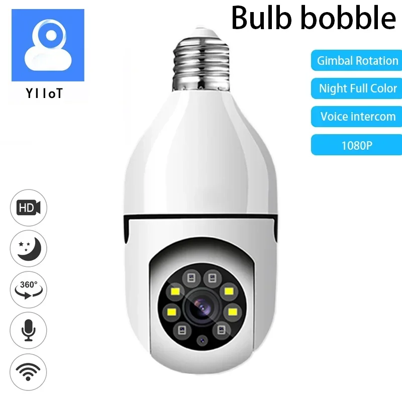 CARPBABA YIIoT 1080P Wifi Bulb E27 Surveillance Camera Color Night Vision 360° Rotating Human Tracking Two-way Talk Smart Home