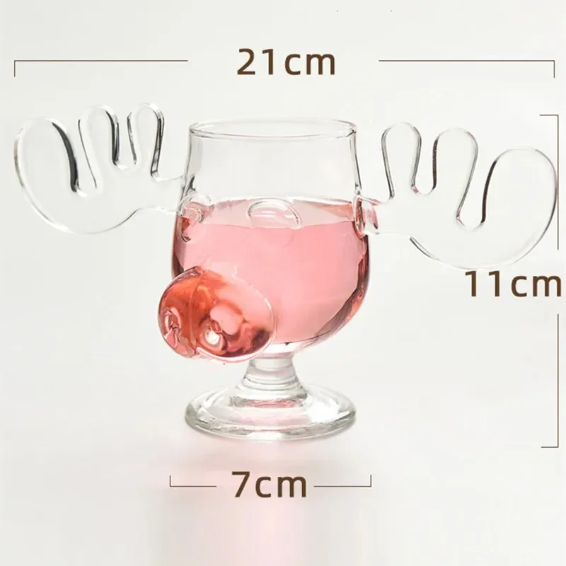Christmas Vacation Moose Mug Glass Cup for  Creative Elk Cute Reindeer Mug Wine Beer Water Juice Milk Glasses Drinkware Cups