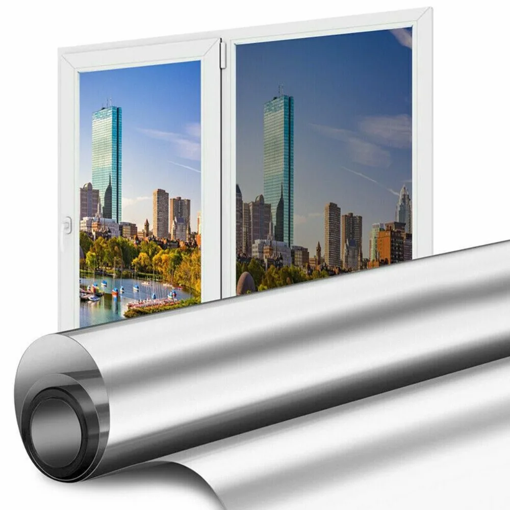 One Way Mirror Window Film Heat UV Reflective Privacy Tint Foil For Home Office,Privacy Protection, Sunscreen, Home Insulation, Glass Film, Window Balcony Mirrors, Window Film Stickers ﻿