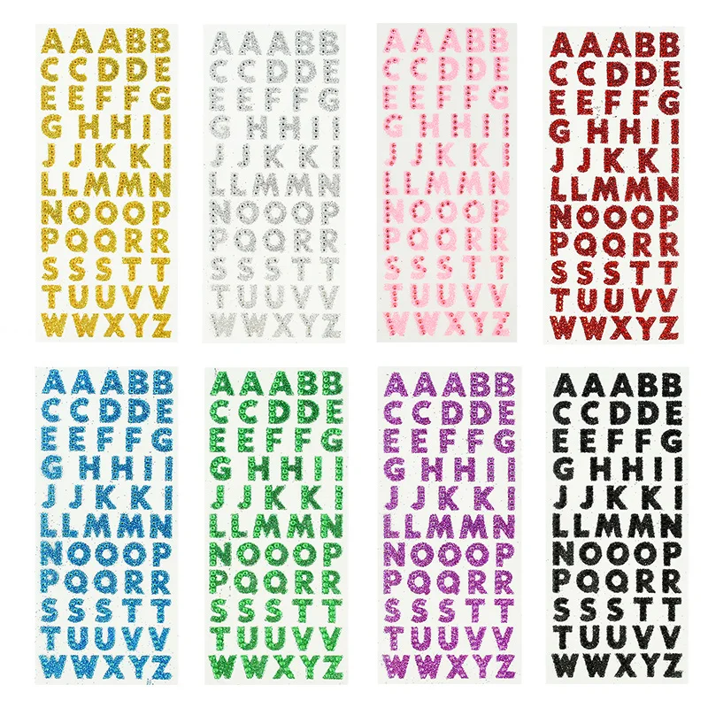 ملصقات حروف أبجدية لامعة مكونة من 26 حرفًا ملونة يمكنك صنعها بنفسك مجانًا لتشكيل أطيب التمنيات والكلمات الإنجليزية وملصقات القصاصات وديكور الهاتف والكمبيوتر الشخصي