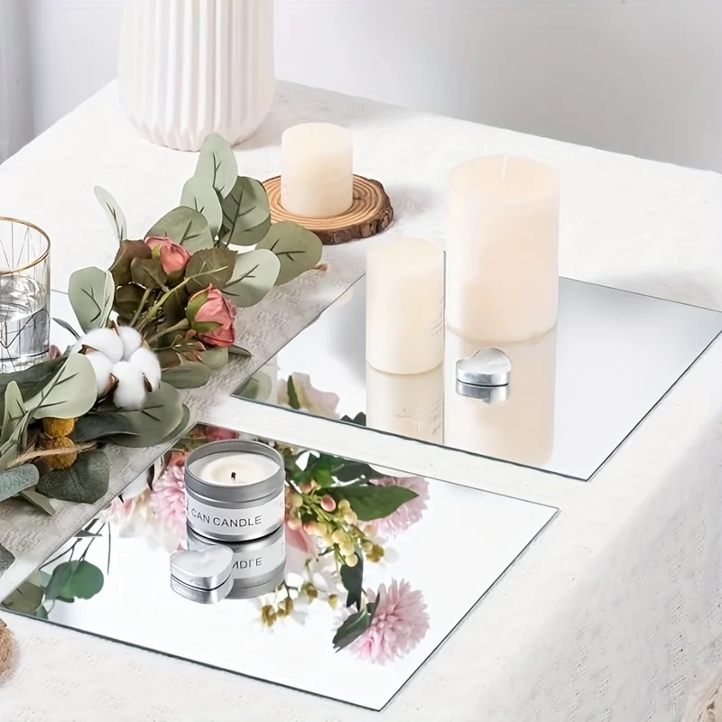 20cm 2mm Acrylic Mirror Tray Multi-use Vanity Decor Desktop Holder Dorm Rental Home Gym Delicate Wall Dormitory Room Decor 4pcs