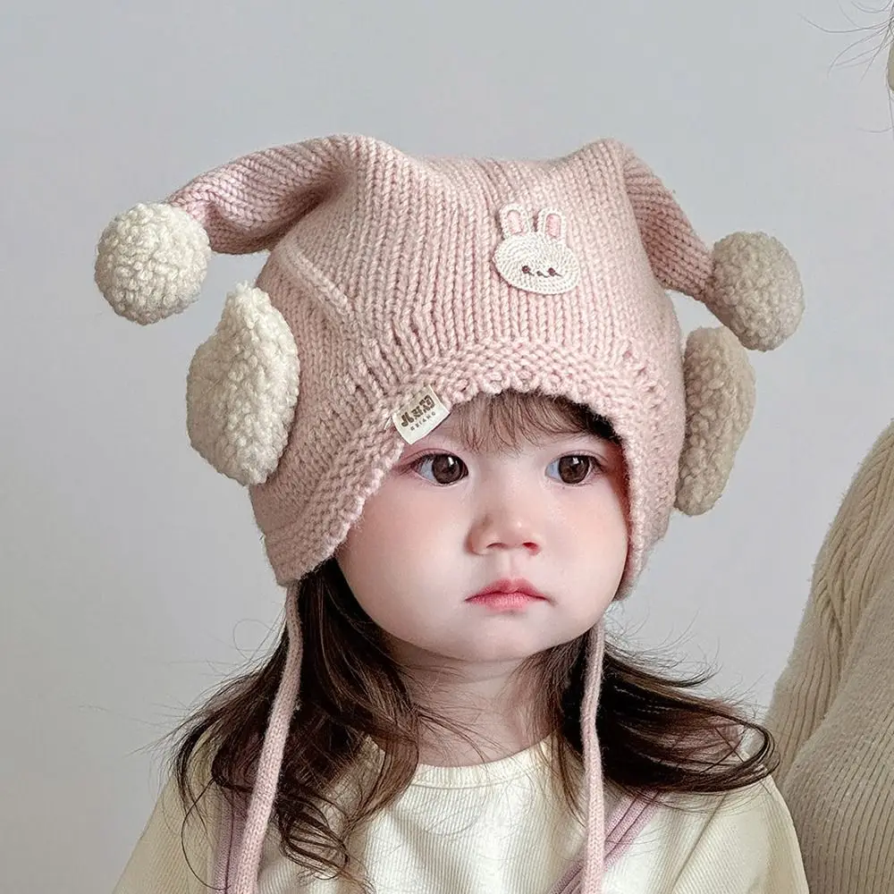 

Cute Winter Baby Crochet Hat Cold-Resistant Breathable Toddler's Knitted Hat 6-24 Months Solid Color Ear Protection Hat