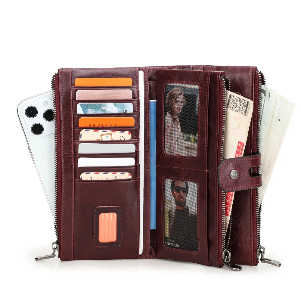 MITAO FACTOR المرأة المحفظة موضة محفظة جلدية حقيقية حامل بطاقة الإناث محفظة طويلة جيب للهاتف سعة كبيرة حقيبة صغيرة