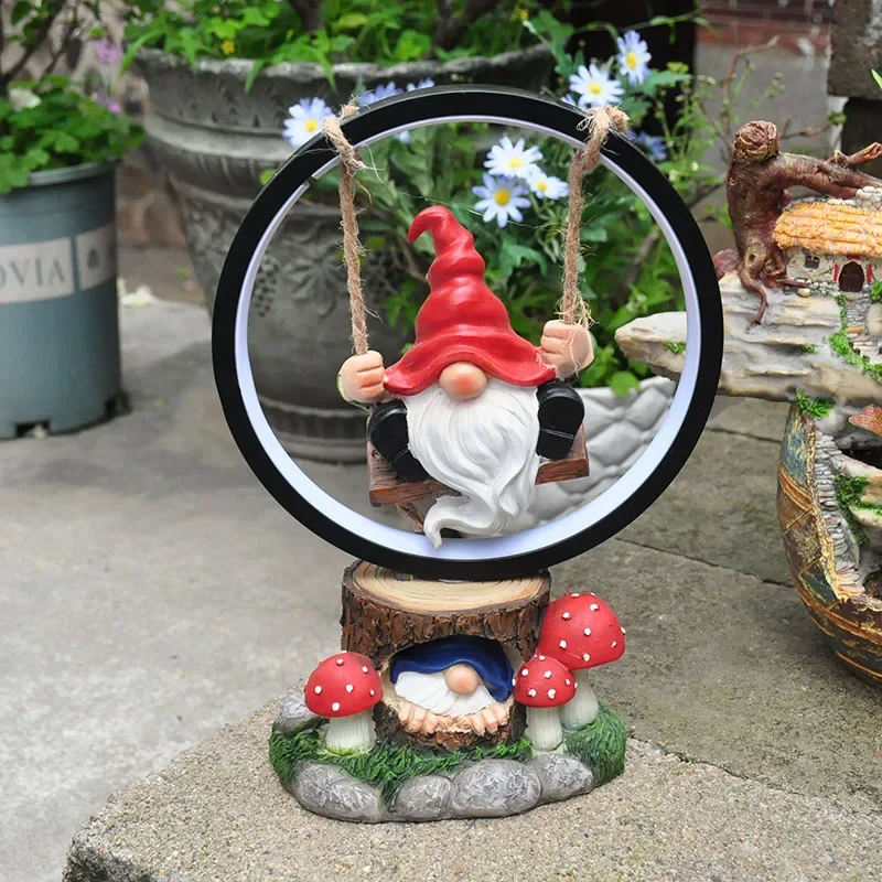 

Garden Decoration Resin Crafts Solar Swing Playing Elf Figurine Garden Courtyard Scene Ornaments Home Decorations Gifts