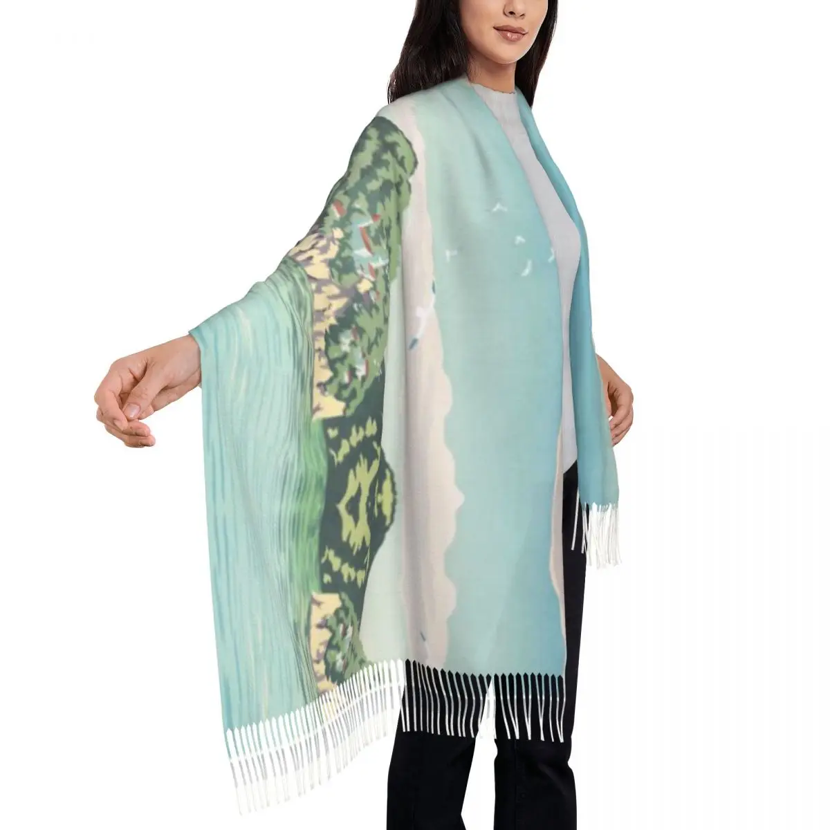 Flying-Over-The-Sea-Shawl-A-Tassel-Scarf