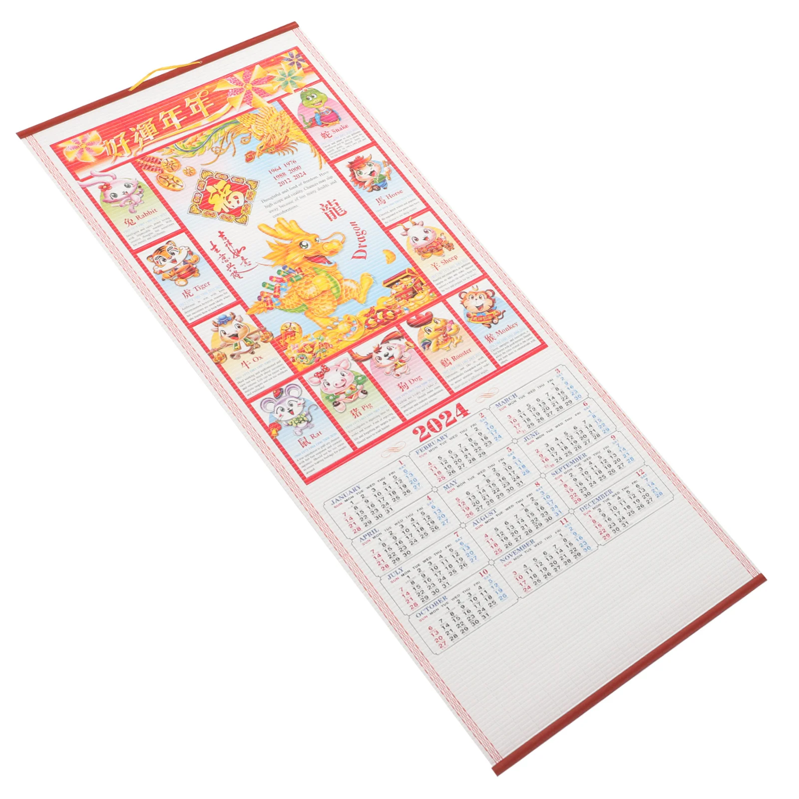 

Hanging 2024 Calendar Chinese New Year Decorative Wall Calendar Pendant Dragon Year Gift Traditional Festivals