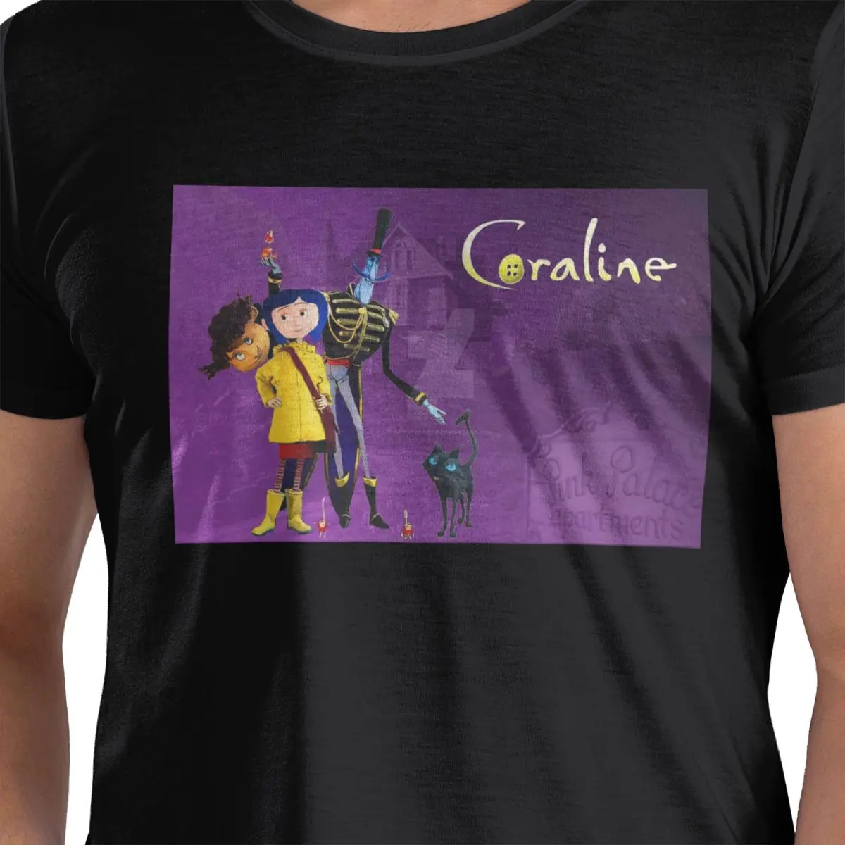 

Футболка из 100% хлопка Coralines на Хэллоуин с героями мультфильмов, мужские забавные футболки, мужские футболки с круглым вырезом и коротким рукавом, S-6XL