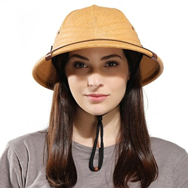 Parent-child Vietnam Toquilla Straw Helmet Pith Sun Hat For Boy Girl War Army Hat British Explorer Hat Safari Jungle Miners Cap