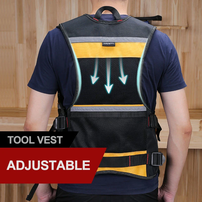 Electrician Carpenter Vest Carpenter Bags Tool Vest Framer Plumber Adjustable Pouch Work Vest Clothes for Home Supplies