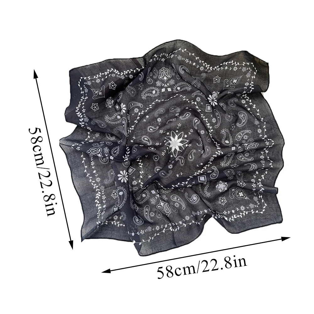 58 см хлопковый льняной шарф с квадратным вырезом и принтом, модные мягкие банданы с цветочным принтом, женский платок-тюрбан, элегантный шейный платок