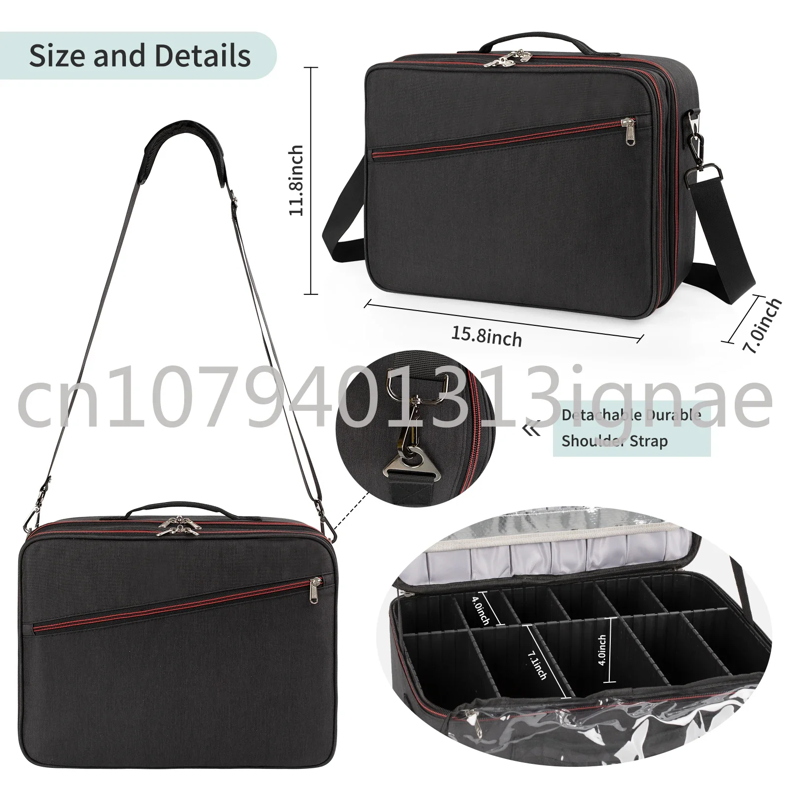 Three layer Nylon Extra Large Heart Insulation Cosmetic Case With Plastic Adjustable Divider Portable Makeup Organizer