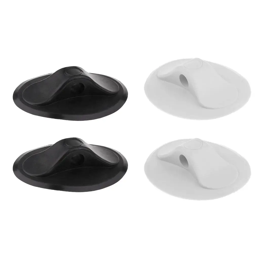 2x Durable Oval White/Black PVC Single Hole Rope Buckle Holder Clip Deck Mount for Inflatable Boat Kayak Canoe Rubber Dinghy