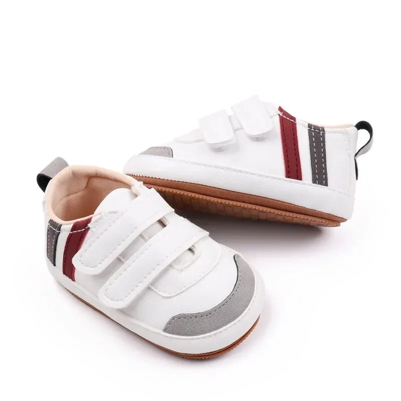 New Baby Shoes Stripes Colour Blocking Casual Non-slip Infant Boys Girls Sports White Baptismal