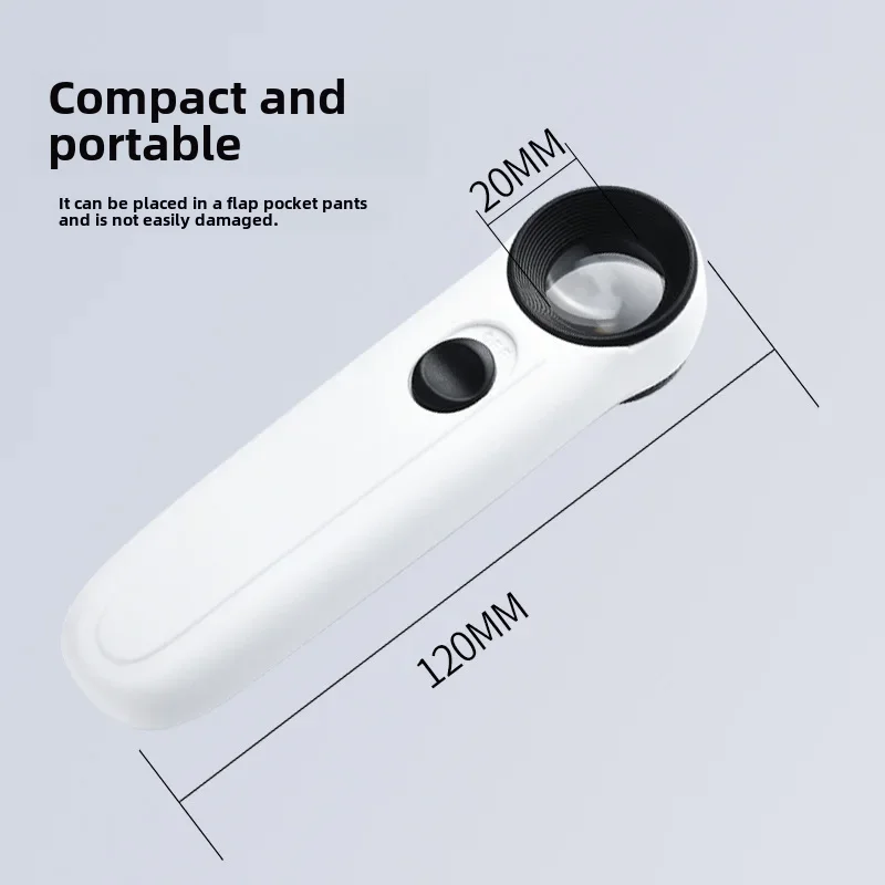 Mini portable 40x 6B-1B magnifying glass LED antique jewelry identification dual lens antique jewelry identification manufact...