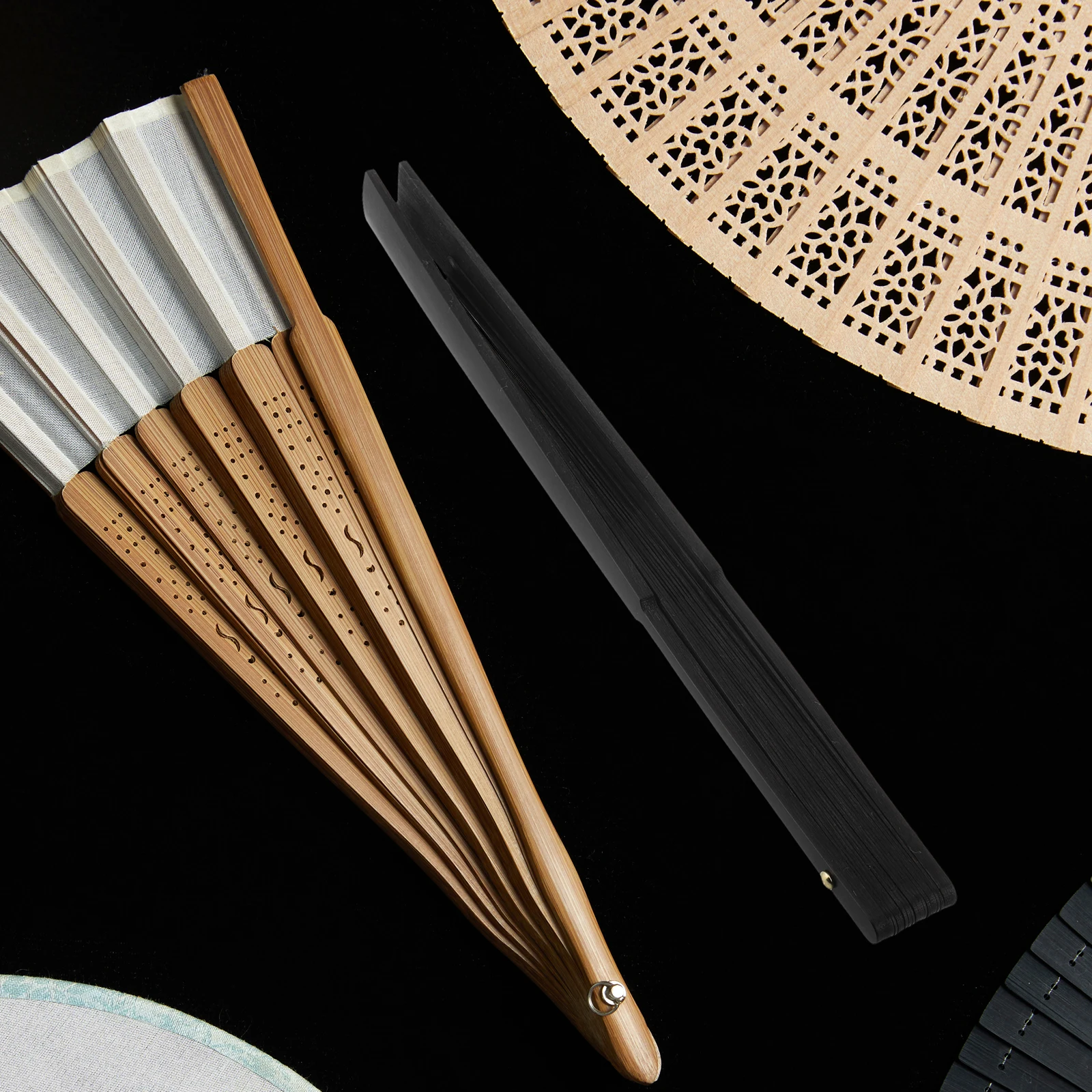 

DIY Blank Folding Hand Fan Frame Wood Unfinished Craft Kit for Wedding Party Decor Vintage Chinese Style Portable Handheld Fan