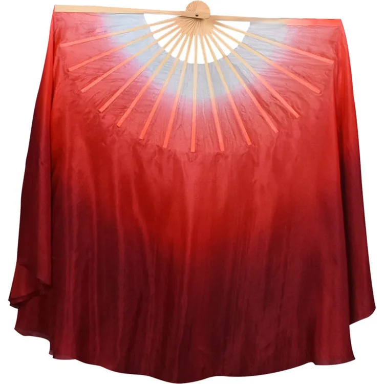 

Dance fan Dancing fan Silk large double-sided burgundy gradual change color lengthened classical dance Wanjiang dance Jiaozhou