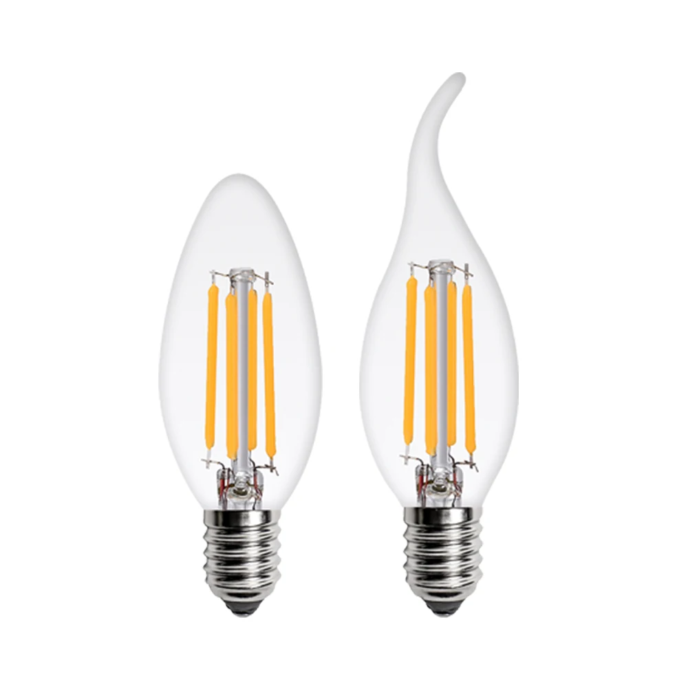 

Светодиодные лампы накаливания E14 220 В 240 В 2 Вт 4 Вт 6 Вт C35 C35L Светодиодная лампа Эдисона Ретро свеча Винтажная стеклянная лампочка Внутреннее освещение