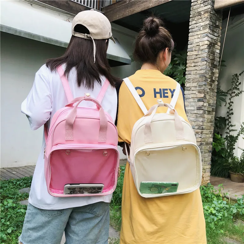 2023 New ita Fashion Backpack PVC Creative Candy Color transparent Student schoolbag Waterproof Travel Back pack itabag