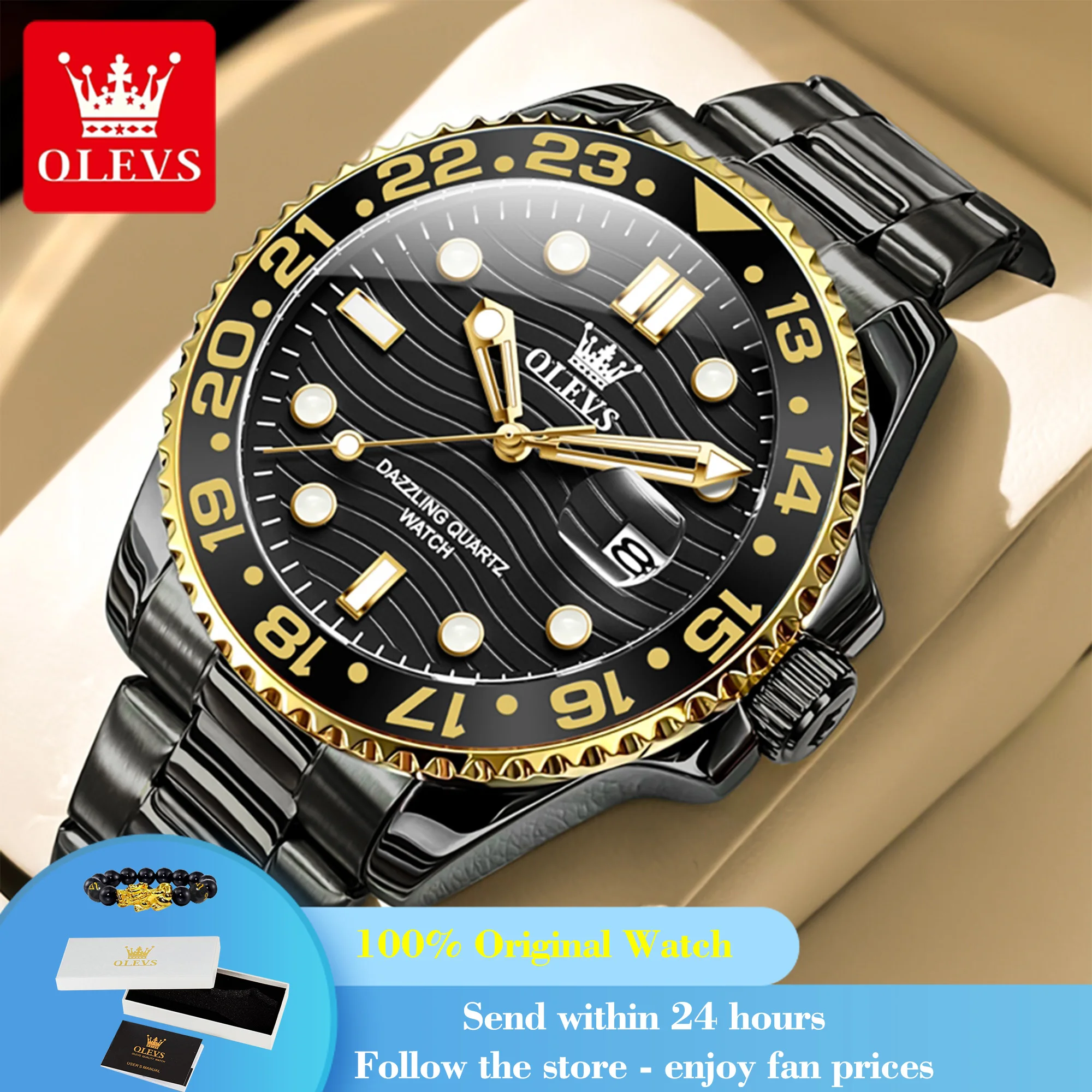

OLEVS 3610 Men's Watch 30M Waterproof Calendar Quartz Watch For Men Luminous Business Man Wristwatch High Hardness Coated Mirror