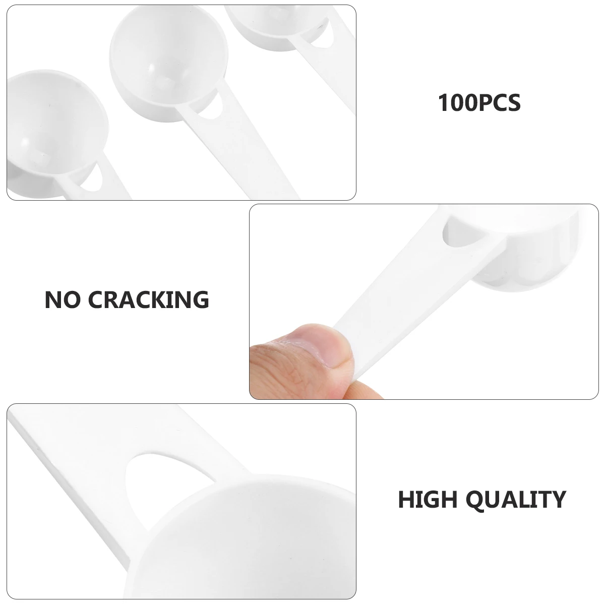 

100pcs Quantitative Measuring Spoons Plastic Tablespoon for Milk Powder Kitchen Tools Teaspoon Bulk White Food Safe Long Term
