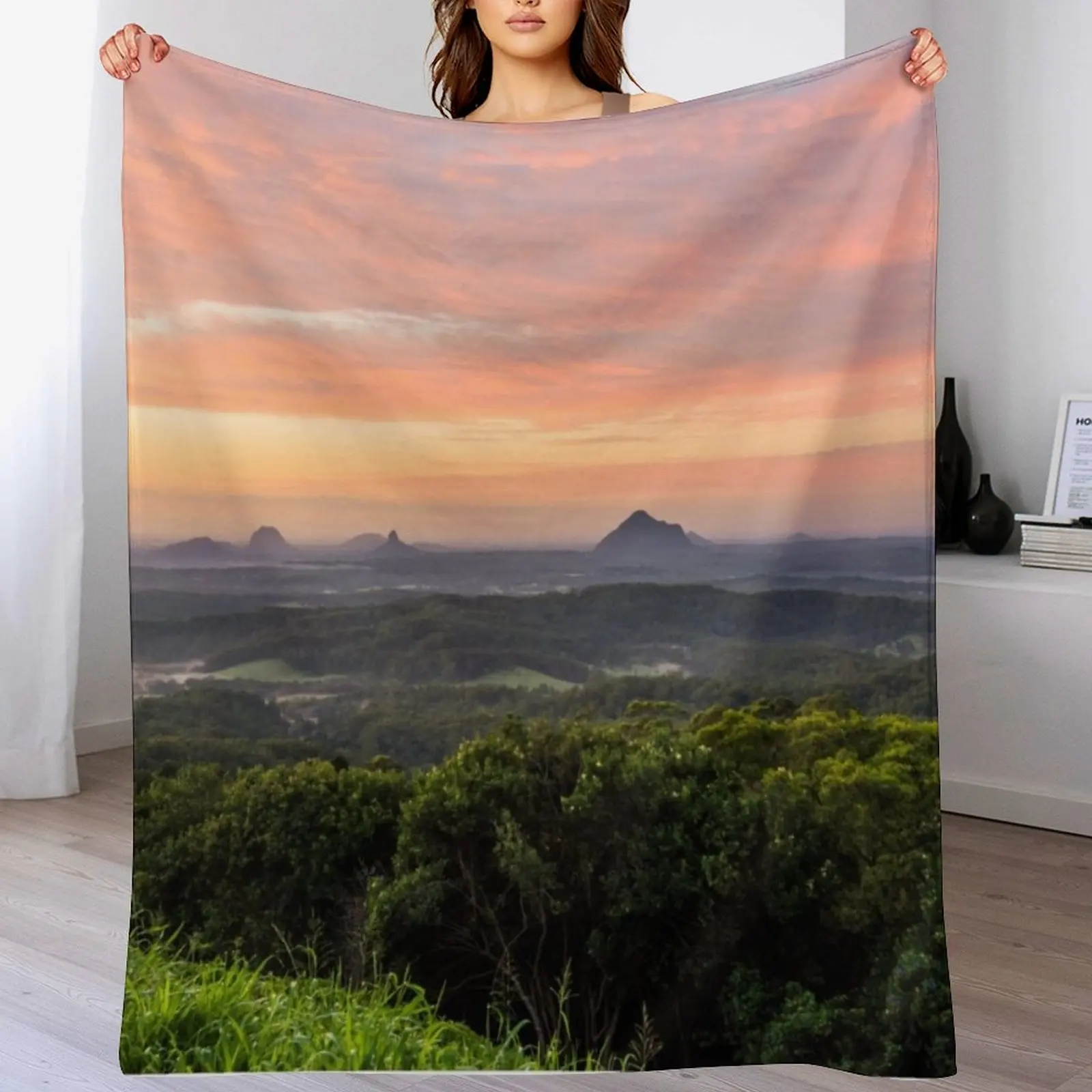 

Mountains at Sunrise Throw Blanket Furry Plaid on the sofa bed plaid Soft Big Blankets