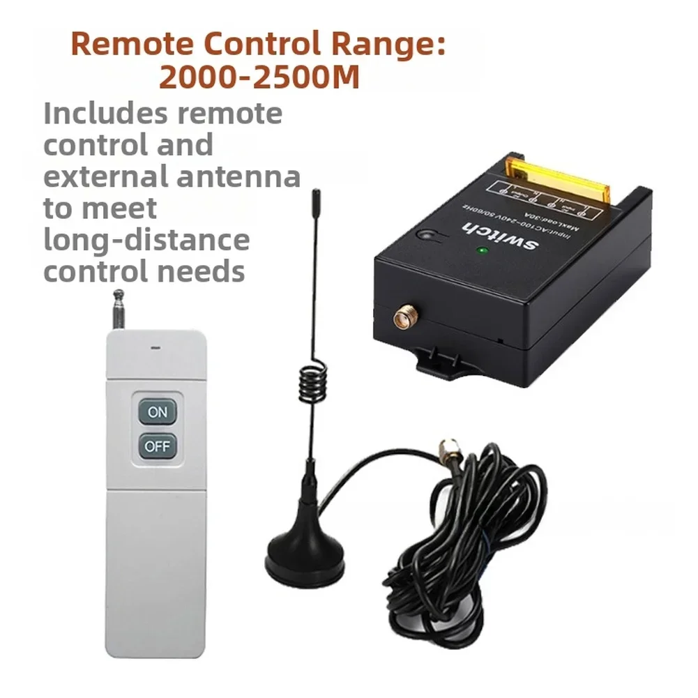 

1 комплект беспроводного пульта дистанционного управления, контроллер переключателя от 100 до 240 В переменного тока, 30 А, одноканальный, RF433 МГц, подходит для двигателей водяного насоса