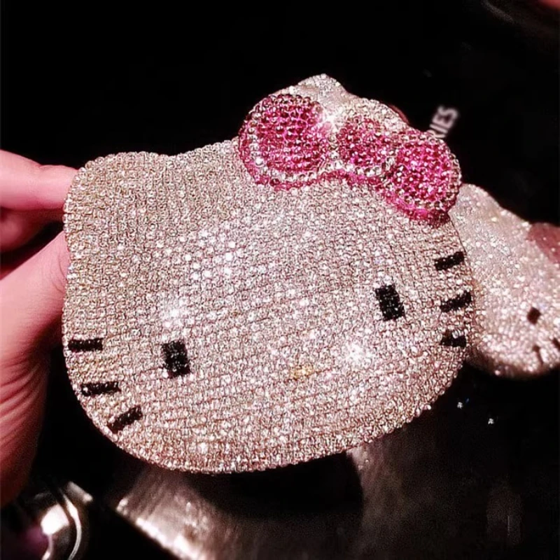 

Kawaii Hello kitty Stationery calculator With Mirror Sticky Diamond Crystal Folding Makeup Mirror Diamond For Students Girls