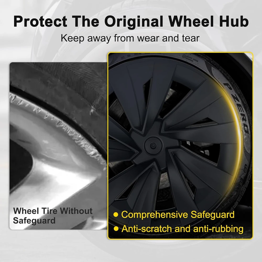 4PCS 19-Inch Wheel Cover for Tesla New Model Y Juniper Performance Hub Caps Crossflow Tire Hubcaps Full Rims Accessories 2025-26