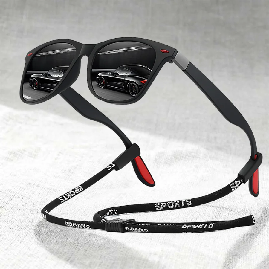 نظارات شمسية كلاسيكية أنيقة UV400 للجنسين خفيفة الوزن على الطراز الكلاسيكي مع سلسلة لقيادة الصيد والسفر والأنشطة الخارجية