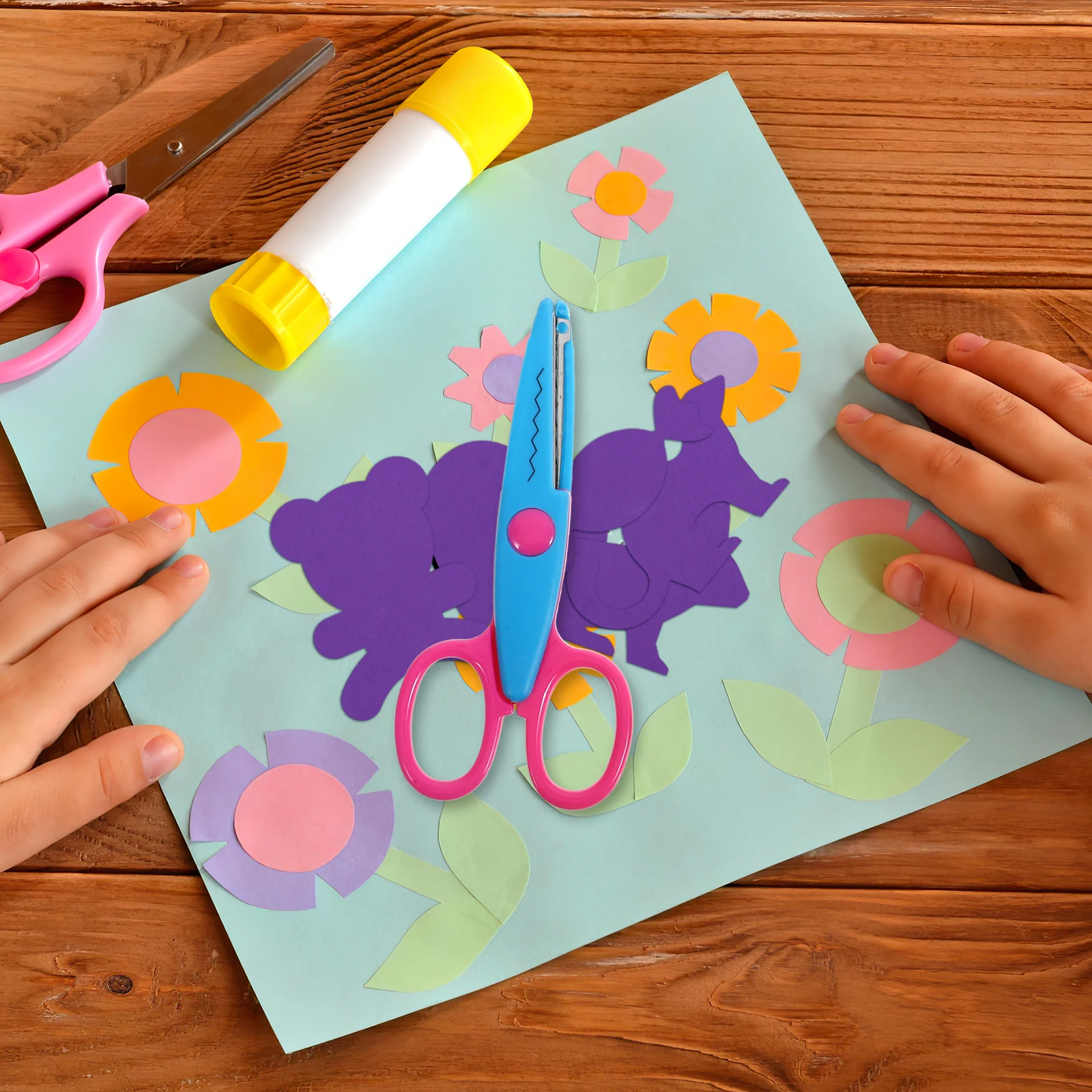 12 Buah Set Gunting untuk Siswa, Gunting Kerajinan dengan Pola Tepi Dekoratif, Aman untuk Memotong Kertas, untuk Sekolah, Kantor, DIY, Seni