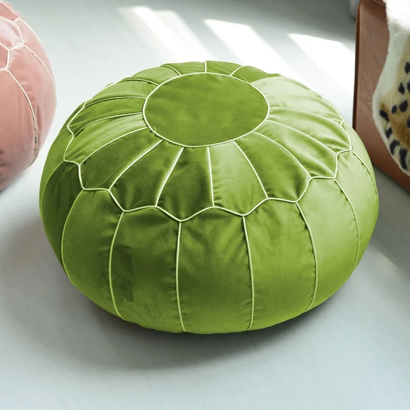 Velvet Moroccan Pouf No Fillings Embroider Craft Japanese Style Tatami Ottoman Creative Futon Footstool Unstuffed Cushion Cover