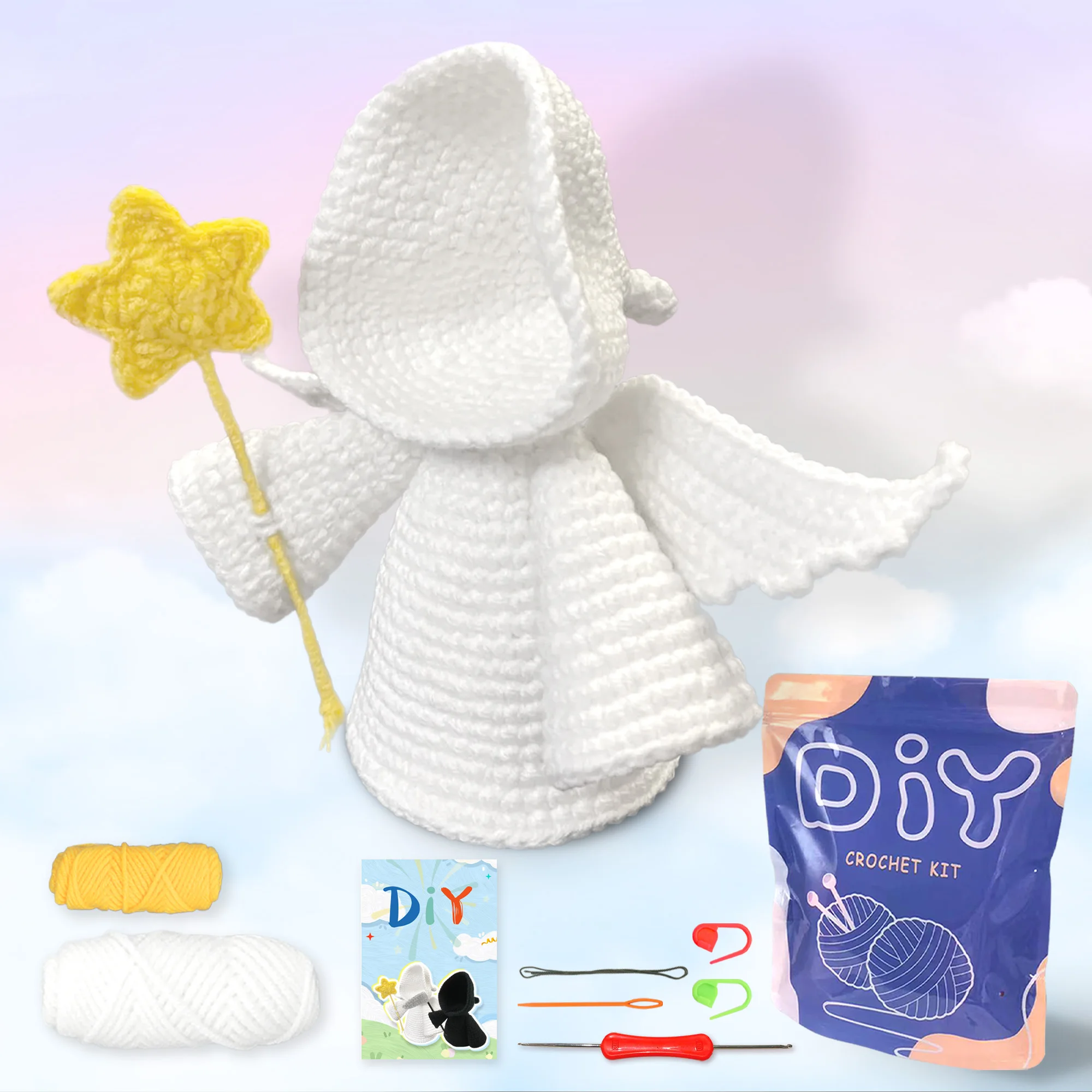 YAMAXIN White Angel Häkelnadel-DIY-Set für Anfänger – einfaches Bastelwerkzeug-Set für Kunst und Stricken