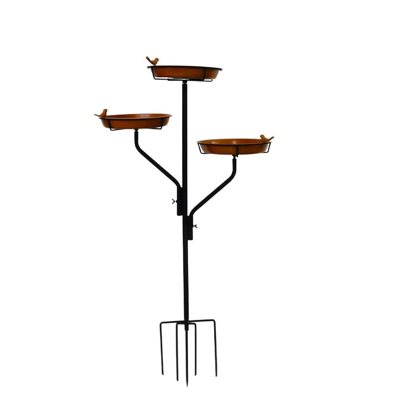 iron outdoor ground insert bird feeding basin, bird bathtub, three pots can be used, garden lawn, courtyard bird feeder