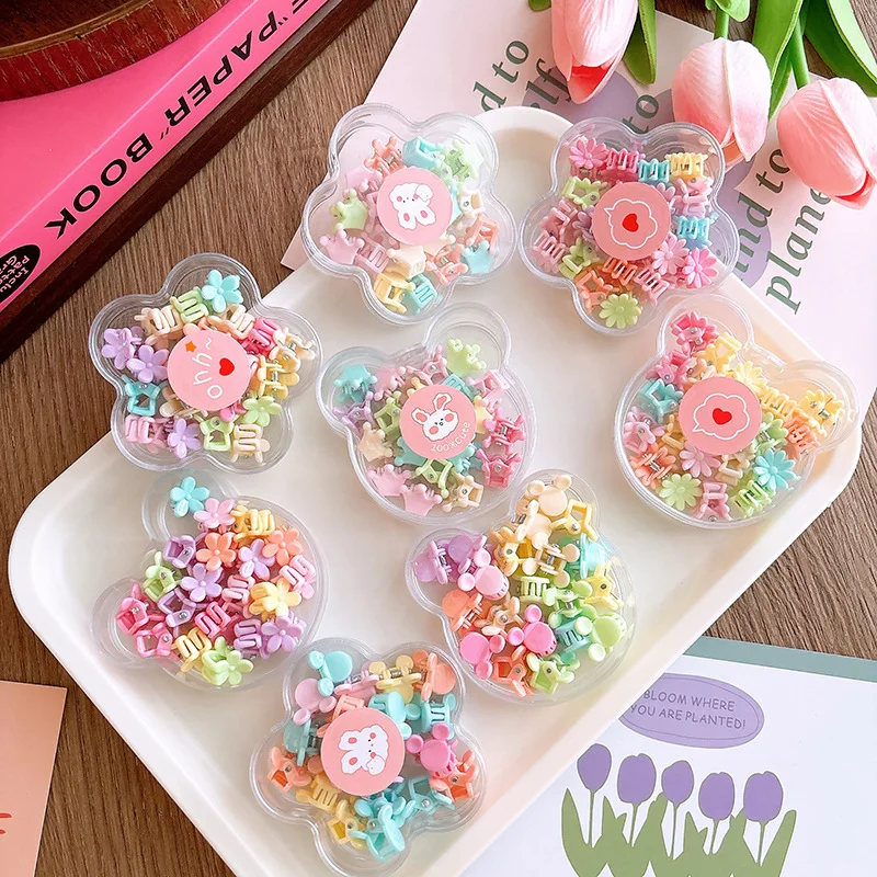 

20pcs Flower Gift Box Color Children Mini Hair Claw Clips Set Lovely Sweet Versatile Daily Wear Kids Girls Hair Accessories