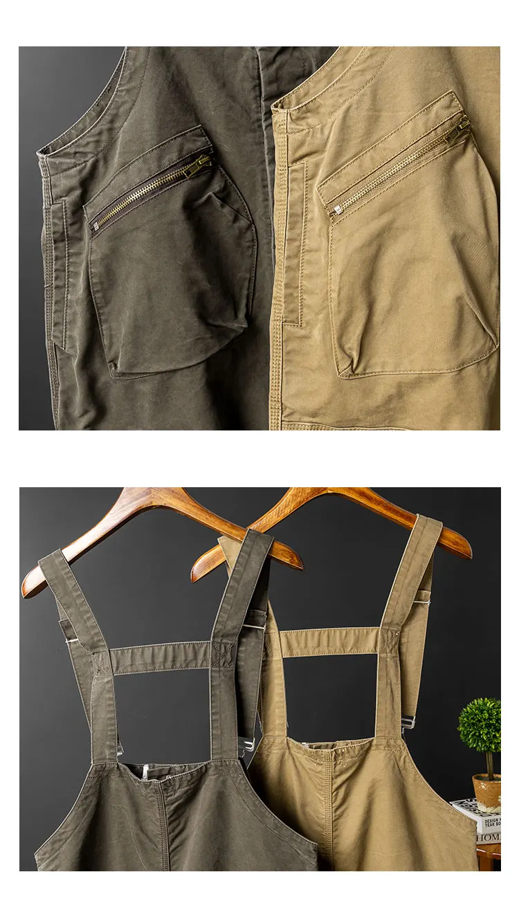 남성용 카고 바지 턱받이 작업복 바지 다용도 포켓 작업복 조절 가능한 멜빵 스트랩 점프슈트 Dungarees Pants