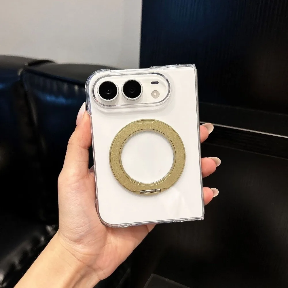 Transparent Folding Phone Case 360 Degree Rotation Two-in-One Clear Phone Cover Full Coverage Shockproof for iPhone Duo