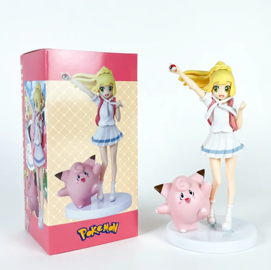 bonecos-de-acao-anime-pokemon-lillie-com-clefairy-19cm-brinquedos-de-desenho-animado-kawaii-boneca-charmander-psyduck-presentes-para-criancas