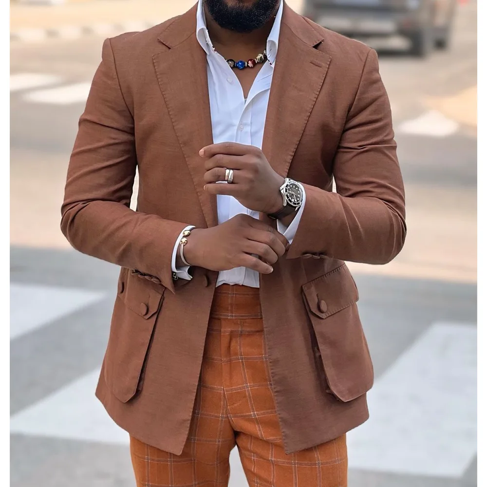 

Men's Jacket Suit Single Breasted Big Pockets Slim Fit Comfortable Stylish Casual Blazer Elegant Formal Coat Business Office Wea