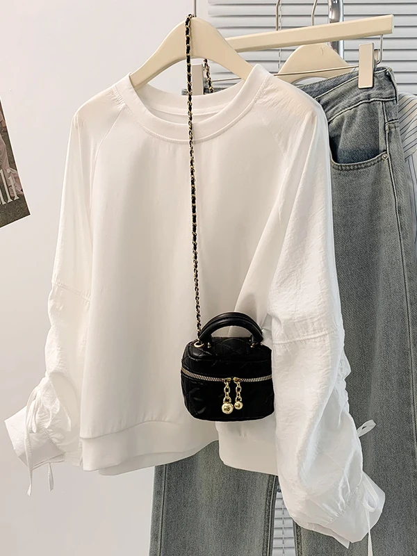 

plus Size Casual irt Women's oulder Insert Dstring Versatile Slimming Anti-Aging Design Top Comfortable Loose Fit Long...