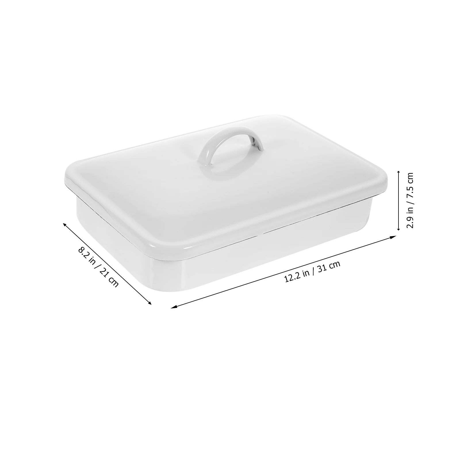 Sartén de comida esmaltada gruesa con tapa, bandeja de 24x16cm, bandeja resistente al calor para horno, cocina, restaurante, fácil de limpiar