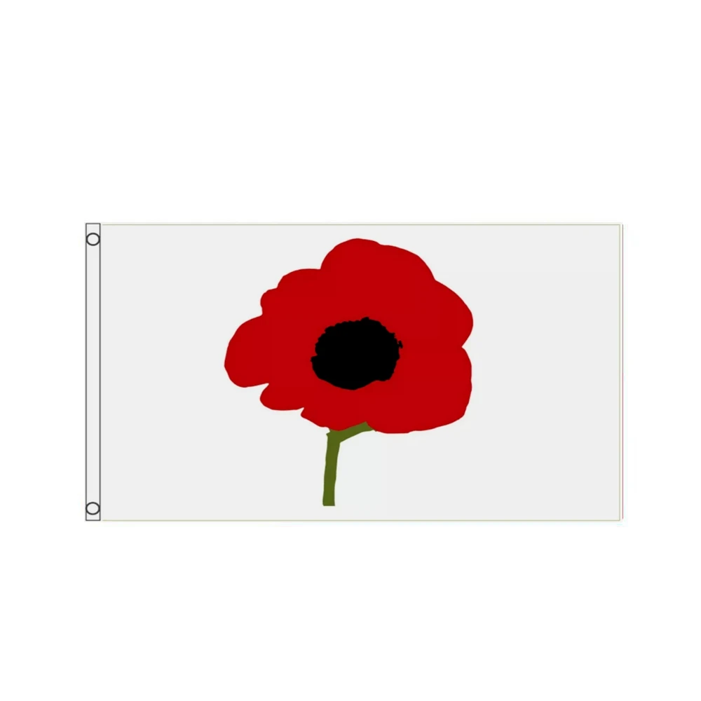 Poppy Flag Remembrance Day Polyester 5'x3' Flag Outdoor For Home Decor 90x150cm Polyester