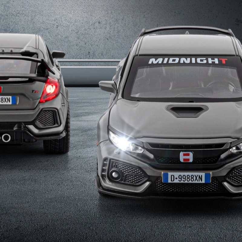 1:32 Civic Type-R Sportwagen Legering Model Geluid en Licht Trek kinderen Speelgoed Geschenken Diecast Speelgoed auto