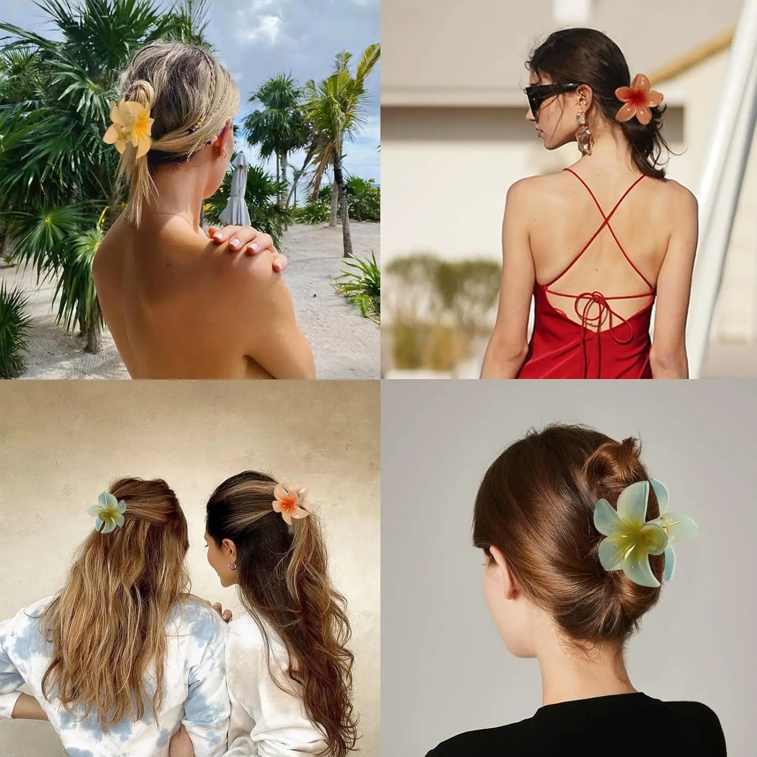 2024 novas férias ovo flor grampos de cabelo havaí praia garras boêmio hairpin para meninas