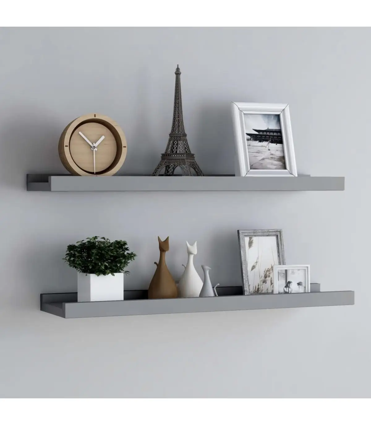 2 Pcts MDF Gray 80x9x3 cm photo frame shelf and shelf