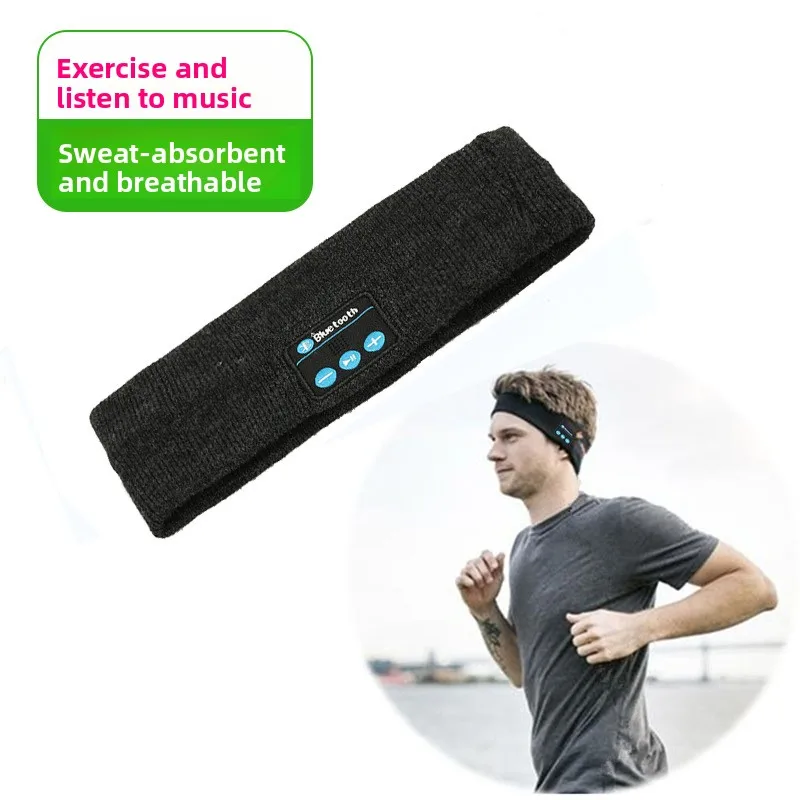 Sweat-absorbent headband rechargeable and washable wireless bluetooth music sports headscarf