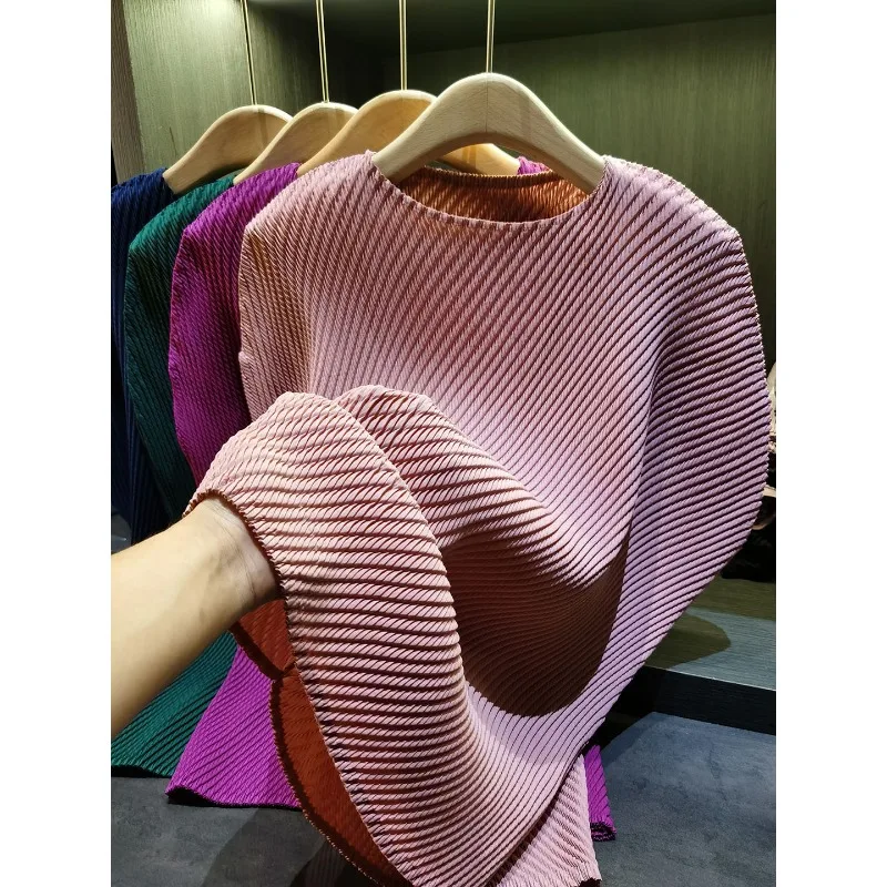 Miyake Pleated 2026 Dragon Scale Pleated Top for Women New Fashion Trend Versatile Casual Women's Summer Short Sleeve T-Shirt