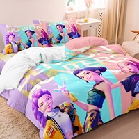 3pcs K-Pop Demon Hunters Pattern Duvet Cover, Includes 1 Duvet Cover & 2 Pillowcases,  Suitable For Bedrooms, Hotels Fan Gifts
