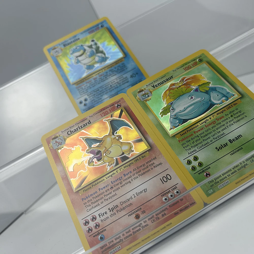 3er-Set Charizard Venusaur Blastoise DIY Anime Proxy PTCG Sammelkarten Englische Holo-Flash-Karten für Sammler – Detail 8