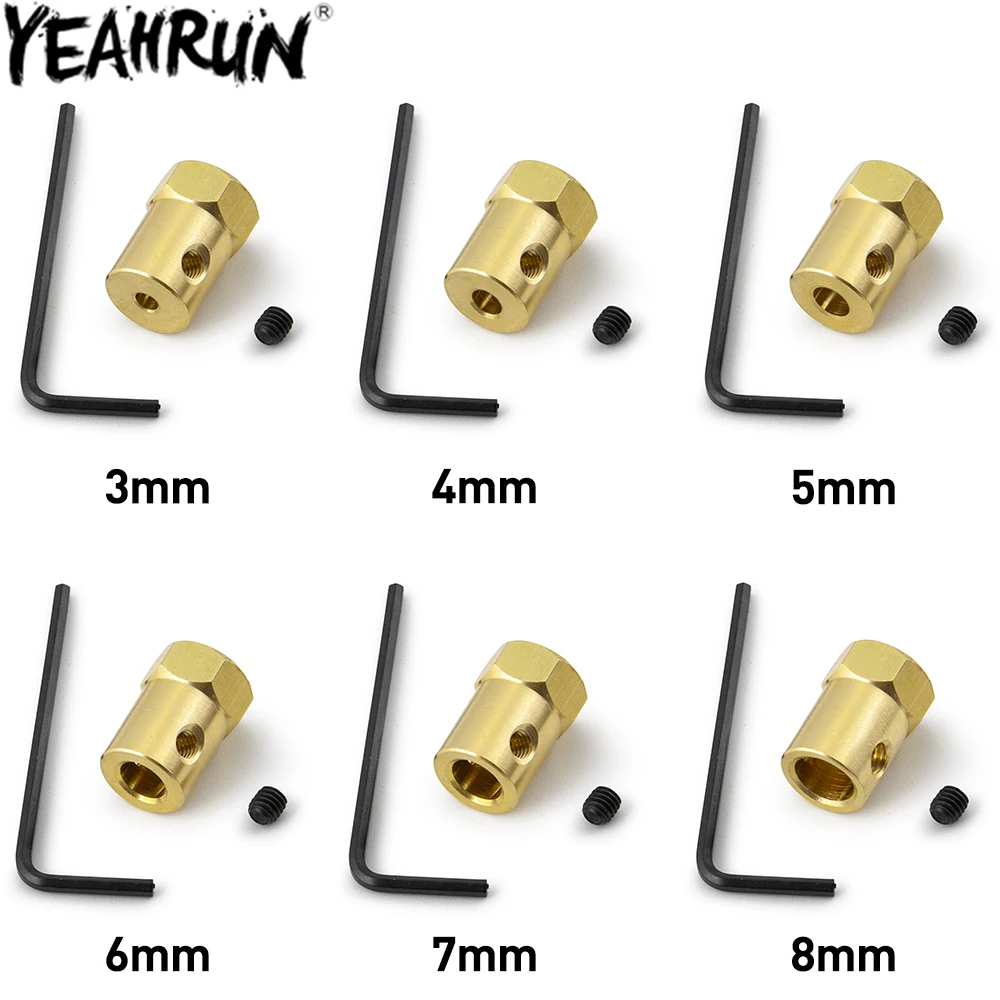 YEAHRUN 4PCS 12mm Wheel Hex Coupling Coupler Brass Sleeve Adapter Tire Connector 3/4/5/6/7/8/mm for RC Boat Car Spare Parts